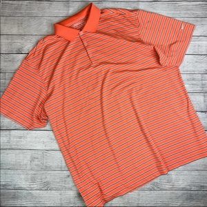 Nike GOLF Men's Dri-Fit Short Sleeve Polo Shirt Orange/ Gray Black Stripes XXL